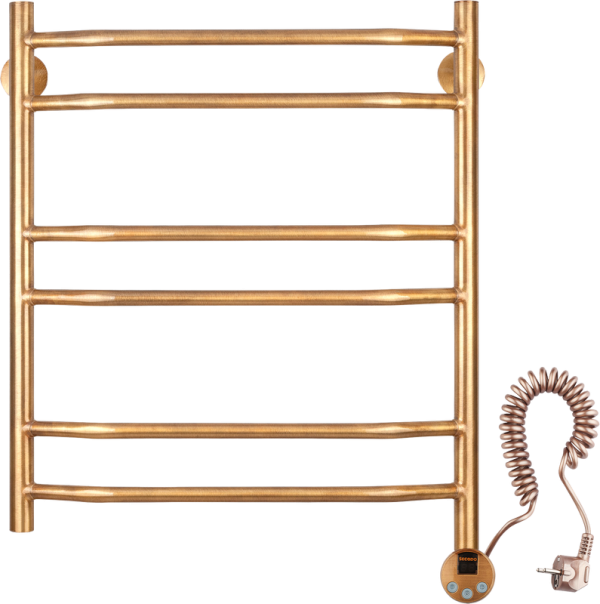 Полотенцесушитель электрический Secado Агата 4 65x55 см, подключение справа, бронза, лесенка, латунь