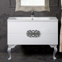 Тумба с раковиной Armadi Art NeoArt 100 white с ручками Ajur хром, с ножками