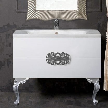 Тумба с раковиной Armadi Art NeoArt 100 white с ручками Ajur хром, с ножками