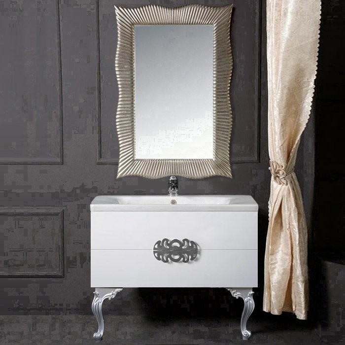 Тумба с раковиной Armadi Art NeoArt 100 white с ручками Ajur хром, с ножками