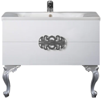 Тумба с раковиной Armadi Art NeoArt 100 white с ручками Ajur хром, с ножками