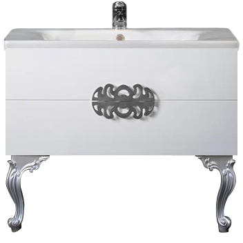 Тумба с раковиной Armadi Art NeoArt 100 white с ручками Ajur хром, с ножками