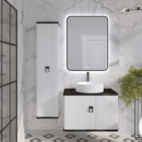 Тумба с раковиной Grossman Norma 60 подвесная, белый глянец, столешница черная