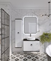 Тумба с раковиной Grossman Norma 60 подвесная, белый глянец, столешница черная