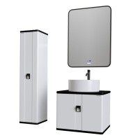 Тумба с раковиной Grossman Norma 60 подвесная, белый глянец, столешница черная