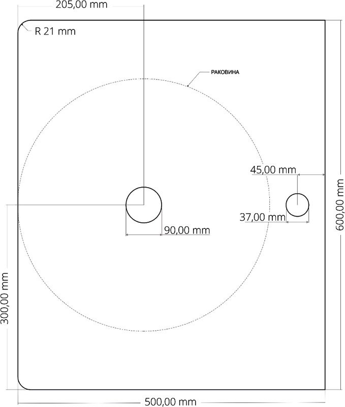 Тумба с раковиной Grossman Norma 60 подвесная, белый глянец, столешница черная