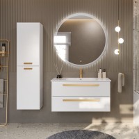 Мебель для ванной комнаты Cezares Eco Cer 100 ручки сатиновое золото, bianco opaco