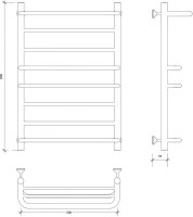 Полотенцесушитель водяной Secado Верона 2 80x55 см, матовый черный, лесенка, с полкой