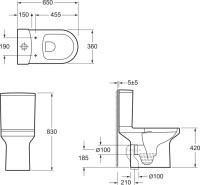 Унитаз-компакт напольный Jacob Delafon Elite E20997-00 безободковый