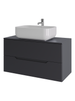 Тумба с раковиной Orange Line 100 подвесная, 2 ящика, матовый графит с раковиной B03-600W
