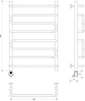 Полотенцесушитель электрический Secado Валенсия 2 80x50 см, подключение слева, матовый черный, лесенка