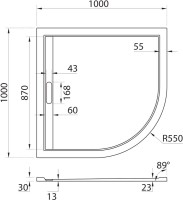 Поддон для душа Cezares TRAY-AS-R-100-30-W 100x100, с сифоном, белый