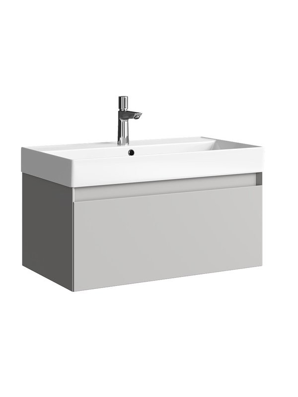 Тумба с раковиной Aqwella 5 stars Geometria 80 подвесная, 1 ящик, серый туман
