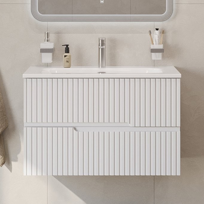 Тумба с раковиной Cezares Duet 80 bianco opaco, раковина Cezares CZR-8073-80