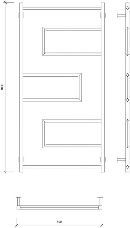 Полотенцесушитель водяной Secado Рабби 100х50 100x50 см, матовый черный, лесенка