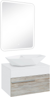 Мебель для ванной комнаты Runo Вудлайн 65 скандинавский дуб, раковина Poligono 65