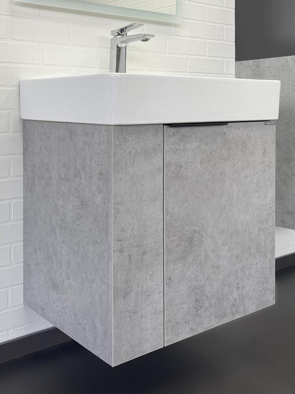 Тумба с раковиной Comforty Асти 60П подвесная, светлый бетон