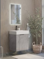 Тумба с раковиной Comforty Асти 60П подвесная, светлый бетон