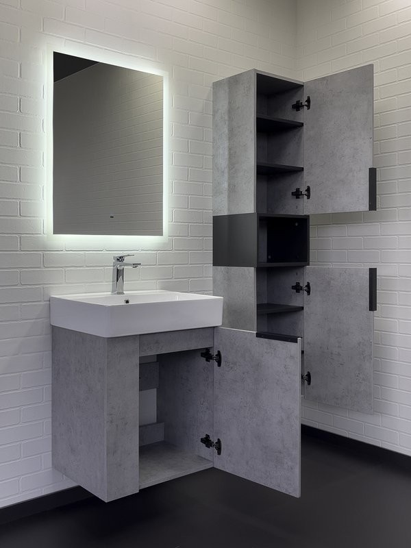 Тумба с раковиной Comforty Асти 60П подвесная, светлый бетон