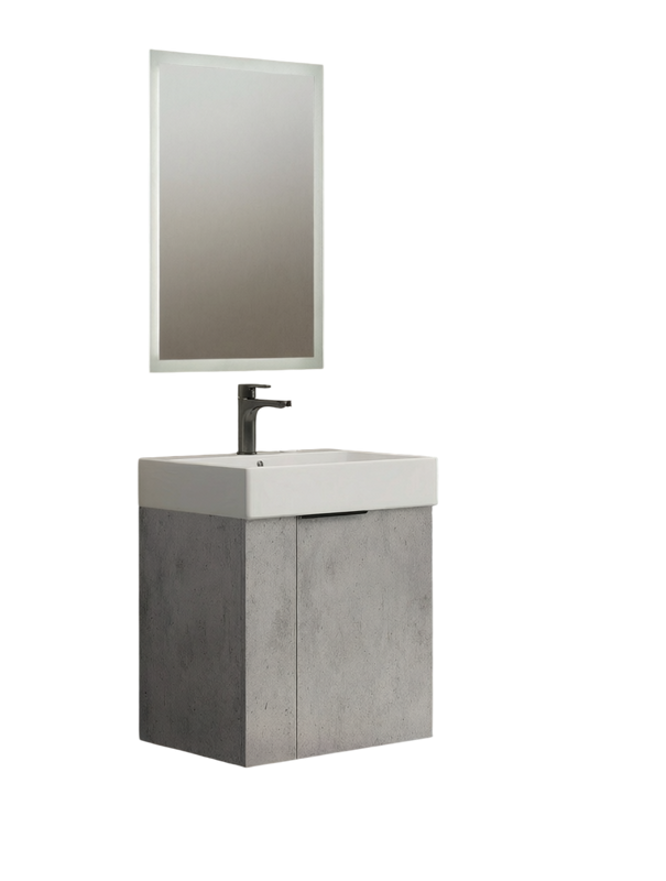 Тумба с раковиной Comforty Асти 60П подвесная, светлый бетон