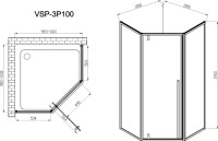 Душевой уголок Vincea Penta VSP-3P100CLB 100x100, профиль чёрный, стекло прозрачное