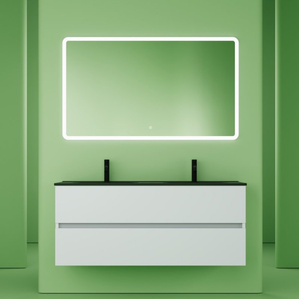 Мебель для ванной комнаты Sancos Urban двойная 120 см, белый глянец, черная раковина