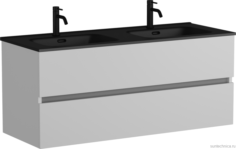 Мебель для ванной комнаты Sancos Urban двойная 120 см, белый глянец, черная раковина