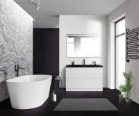 Мебель для ванной комнаты BelBagno Albano 120 напольная, bianco lucido, черная матовая раковина