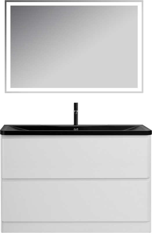 Мебель для ванной комнаты BelBagno Albano 120 напольная, bianco lucido, черная матовая раковина