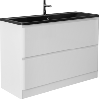 Мебель для ванной комнаты BelBagno Albano 120 напольная, bianco lucido, черная матовая раковина