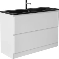 Мебель для ванной комнаты BelBagno Albano 120 напольная, bianco lucido, черная матовая раковина