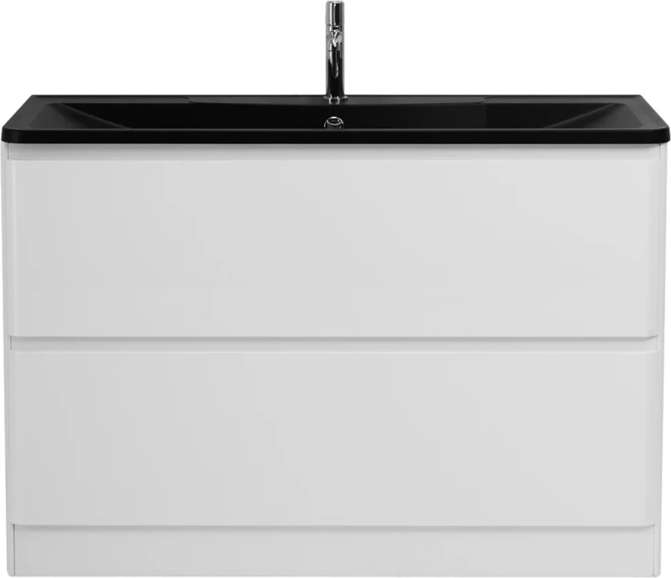 Мебель для ванной комнаты BelBagno Albano 120 напольная, bianco lucido, черная матовая раковина