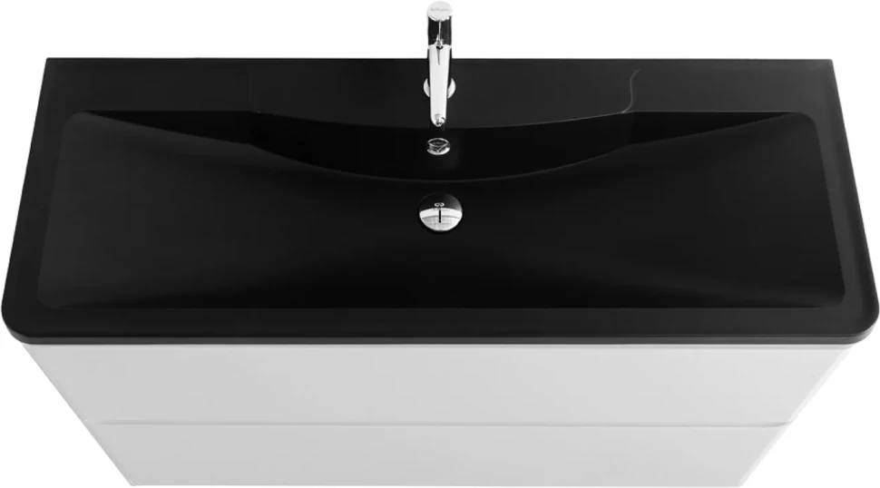 Мебель для ванной комнаты BelBagno Albano 120 напольная, bianco lucido, черная матовая раковина
