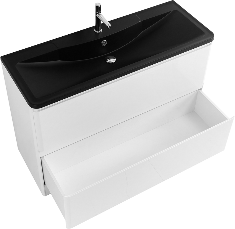 Мебель для ванной комнаты BelBagno Albano 120 напольная, bianco lucido, черная матовая раковина