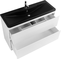 Мебель для ванной комнаты BelBagno Albano 120 напольная, bianco lucido, черная матовая раковина