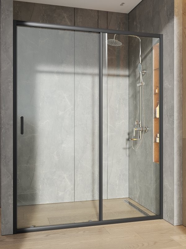 Душевая дверь в нишу Orange E02 160TB 160х190, профиль матовый черный