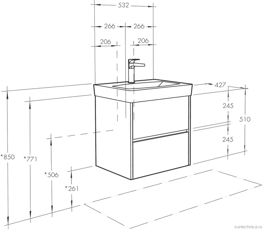 Мебель для ванной комнаты AQUATON Сканди 55 дуб рустикальный, зеркало DIWO Элиста