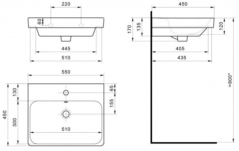 Мебель для ванной комнаты AQUATON Сканди 55 дуб рустикальный, зеркало DIWO Элиста