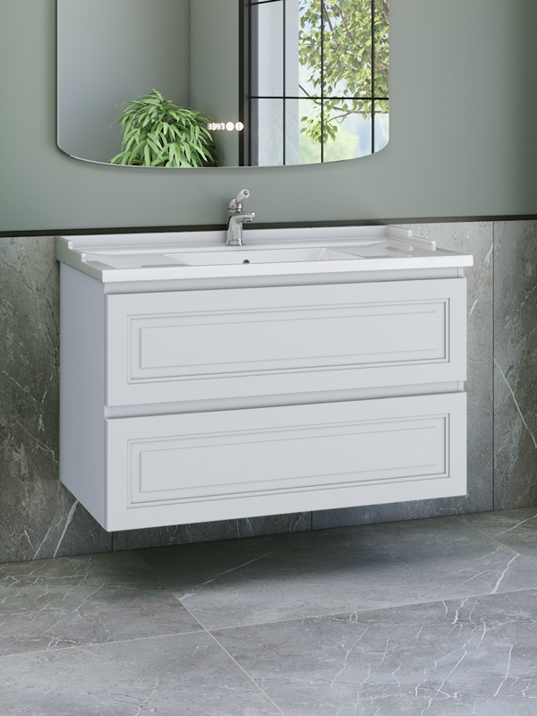 Тумба с раковиной Caprigo Wales 100 матовая белая