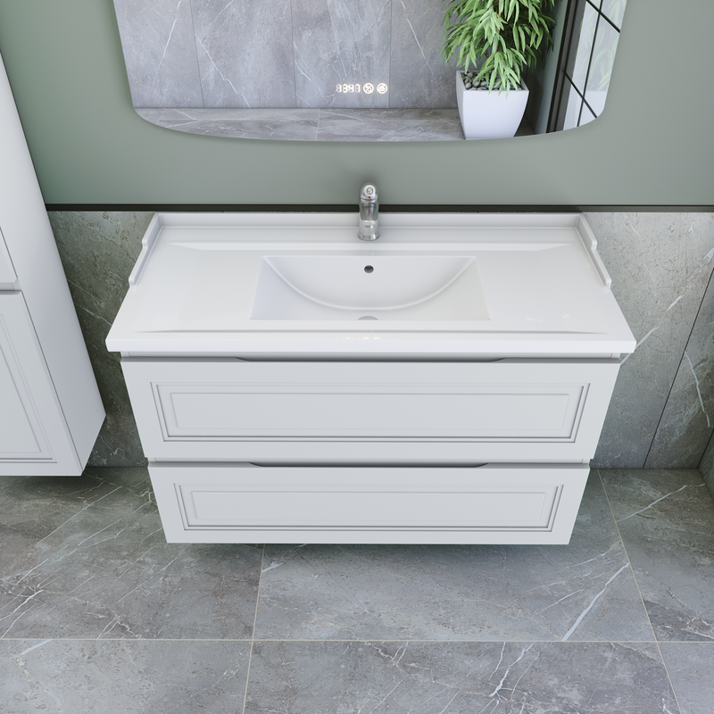 Тумба с раковиной Caprigo Wales 100 матовая белая