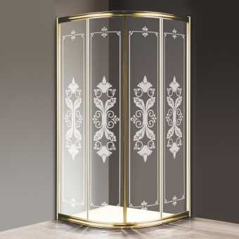 Душевой уголок Cezares Giubileo -R2-90 стекло с узором, золото