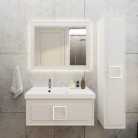 Мебель для ванной комнаты La Fenice Cubo 90 L белая, ручка белая