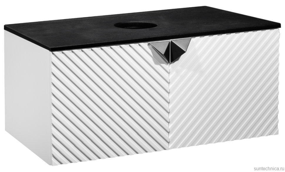 Тумба с раковиной Runo Андорра 85 белая матовая, черная, раковина Nuovo 50