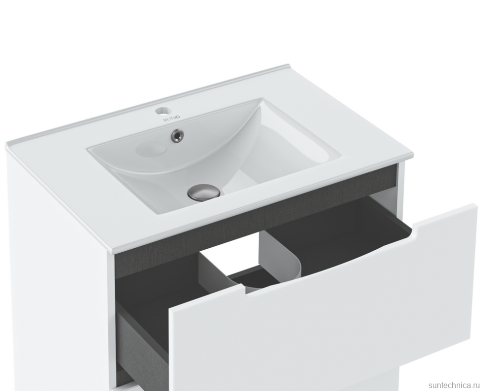 Тумба с раковиной Runo Lina 70 напольная, глянцевая белая