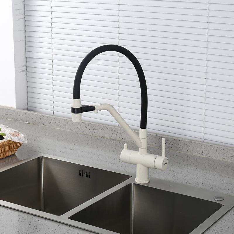 Смеситель для кухни Gappo G4398-81 с гибким изливом, белый