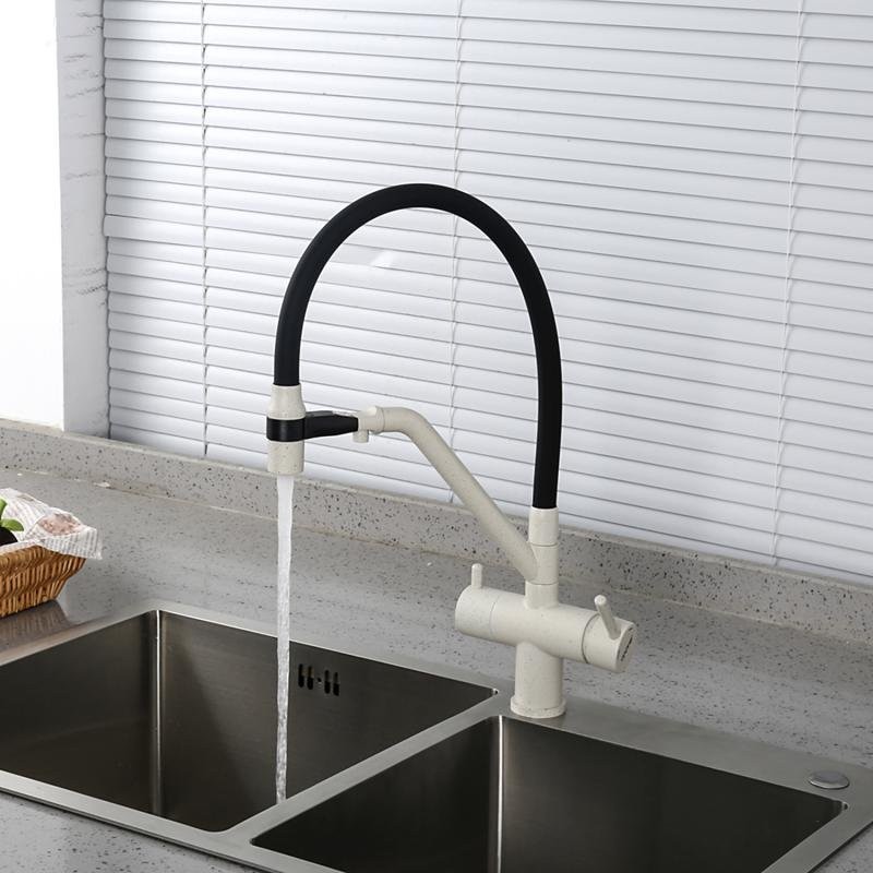 Смеситель для кухни Gappo G4398-81 с гибким изливом, белый
