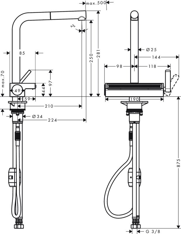 Смеситель для кухни Hansgrohe Aquno Select M81 73836000 хром