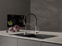 Смеситель для кухни Cersanit Живой (Vivo) 68217 с гибким изливом, черный, хром