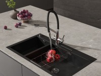 Смеситель для кухни Cersanit Живой (Vivo) 68217 с гибким изливом, черный, хром