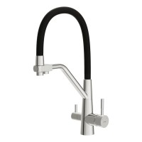 Смеситель для кухни Cersanit Живой (Vivo) 68217 с гибким изливом, черный, хром